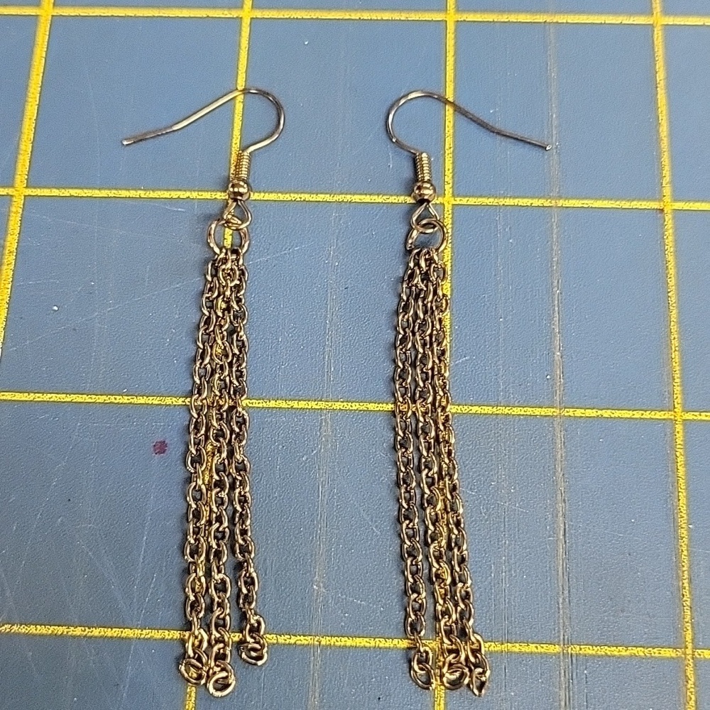 Antique Silver 2" Triple Chain Dangle Earrings